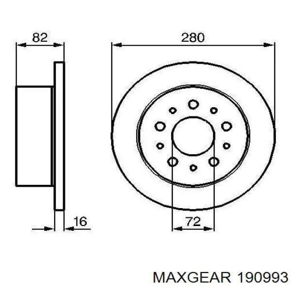 Задний дисковый тормоз Maxgear 190993