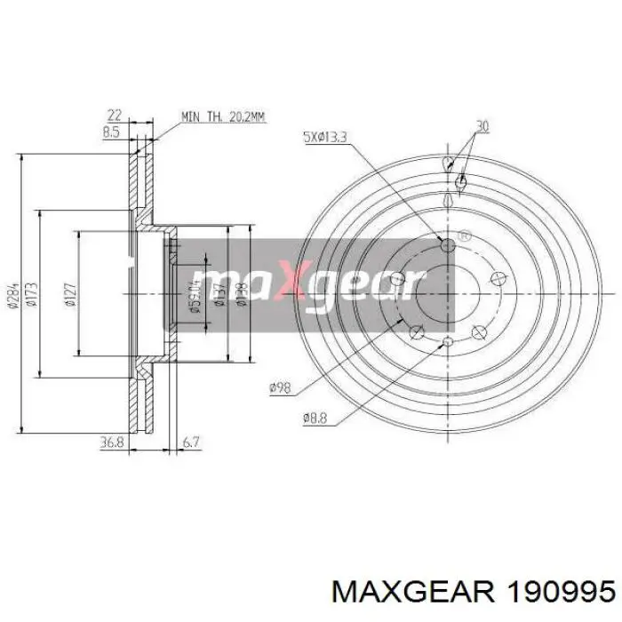 Купить 190995 Maxgear Ротор тормозной