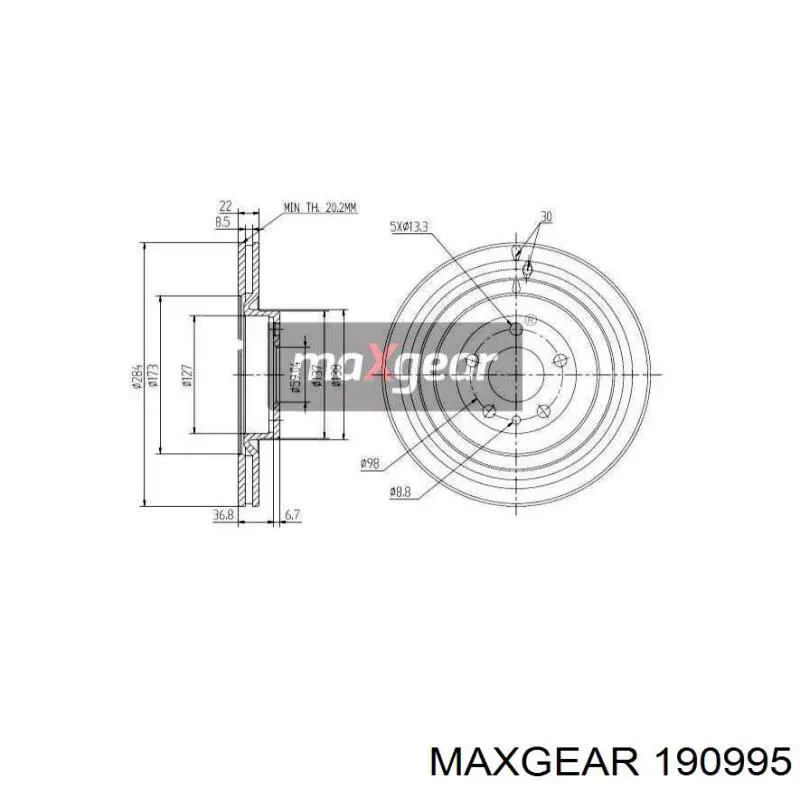 Диск тормозной передний MAXGEAR 190995