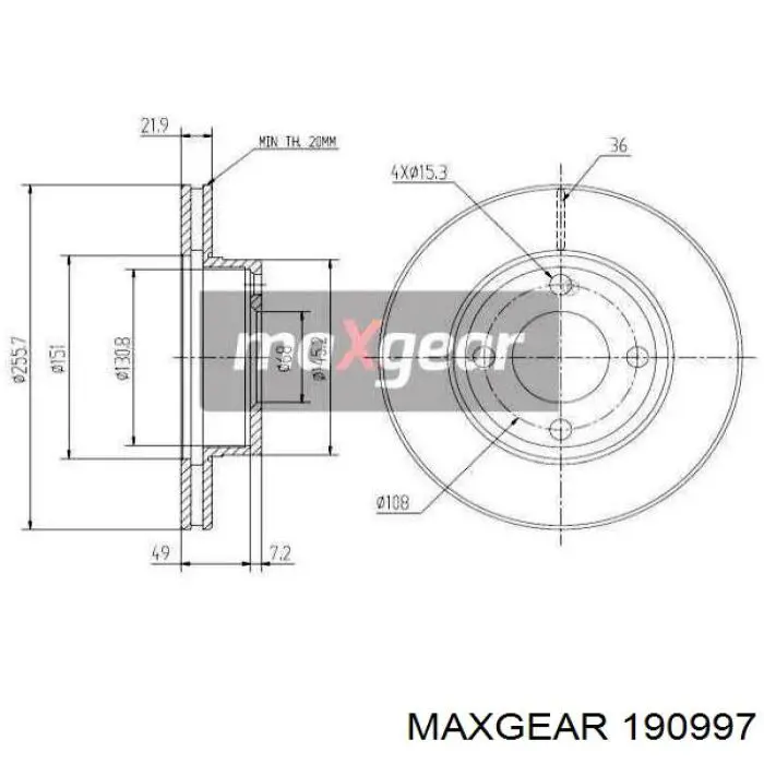 19-0997 Maxgear тормозные диски