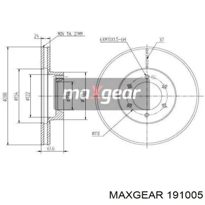 19-1005 Maxgear диск тормозной передний