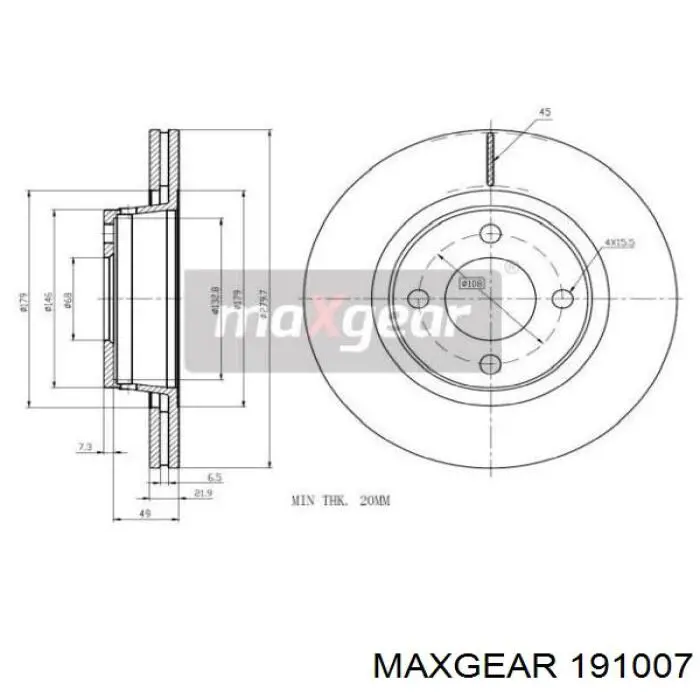 Передние тормозные диски 191007 Maxgear