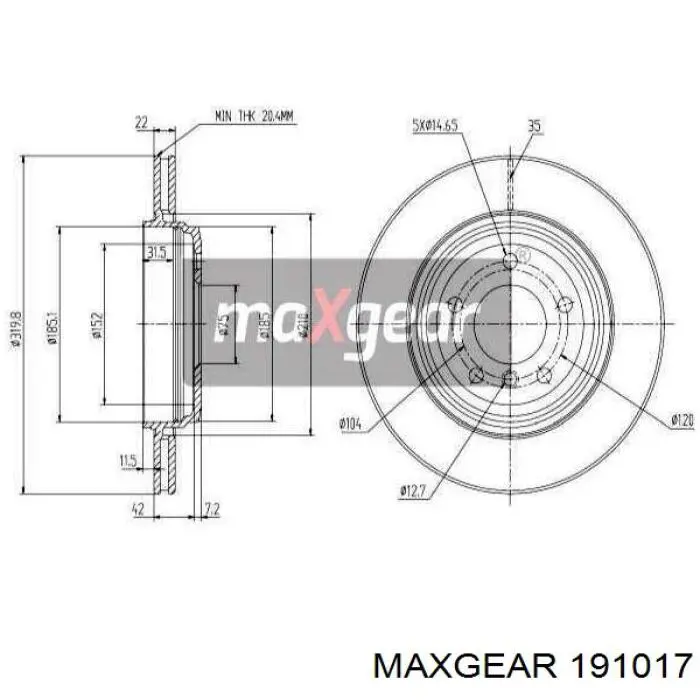 Тормозные диски 191017 Maxgear