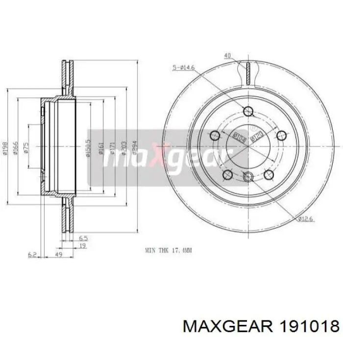 19-1018 Maxgear диск тормозной задний