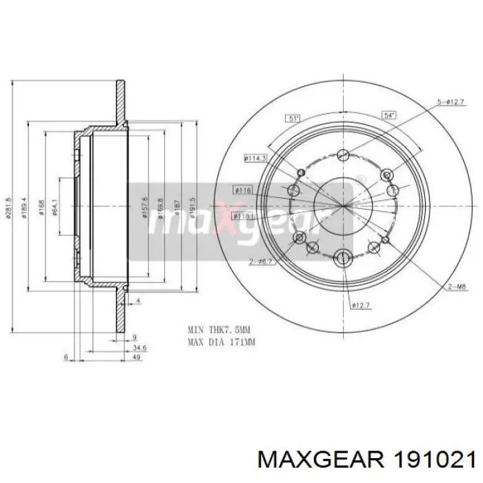 Тормозные диски 191021 Maxgear