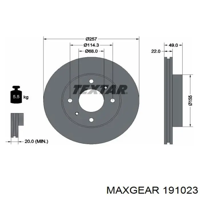 Купить 191023 Maxgear Ротор тормозной