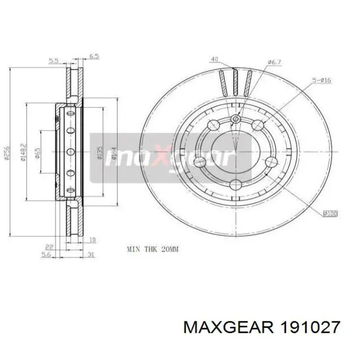 Тормозные диски 191027 Maxgear