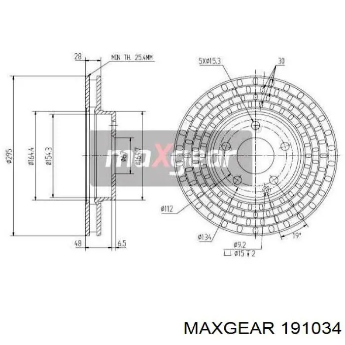 19-1034 Maxgear диск тормозной передний
