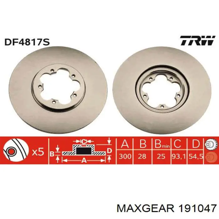 Купить 191047 Maxgear Ротор тормозной