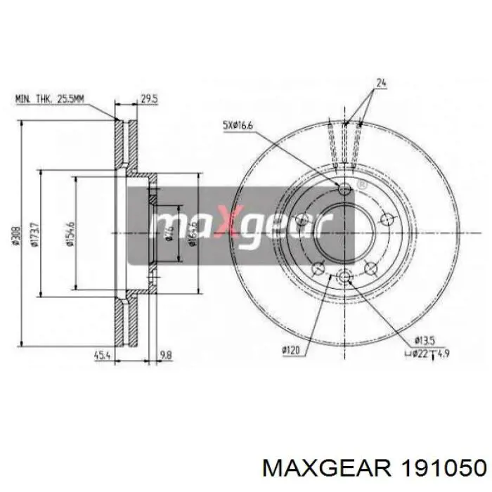 Передние тормозные диски 191050 Maxgear