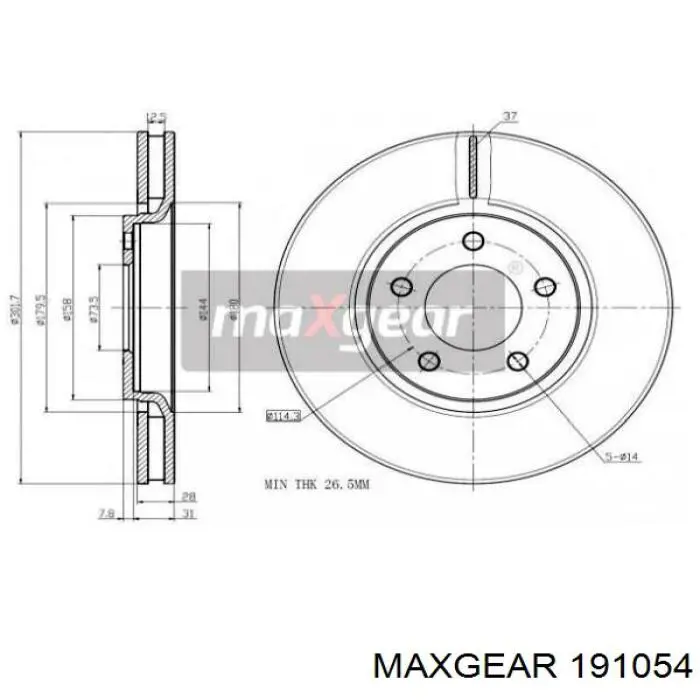 19-1054 Maxgear диск тормозной передний