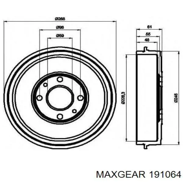 Барабан тормозной задний Maxgear 191064 цена, от 30.34 USD