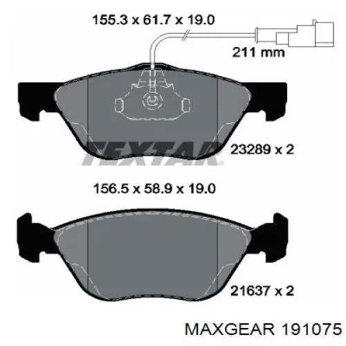 Купить 191075 Maxgear Колодки тормозные