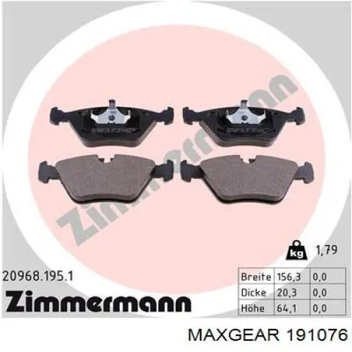 Купить 191076 Maxgear Колодки тормозные