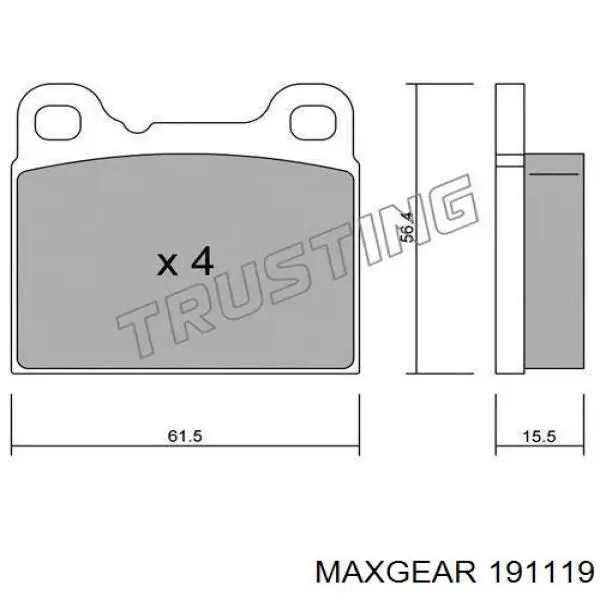 Колодки дисковые  Maxgear 191119 цена, от 19.44 USD