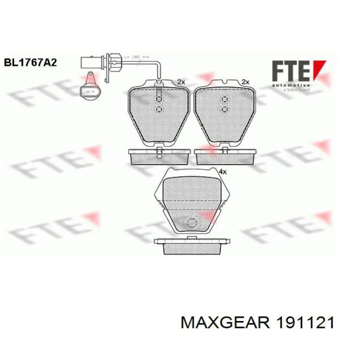 Передние тормозные колодки 191121 Maxgear