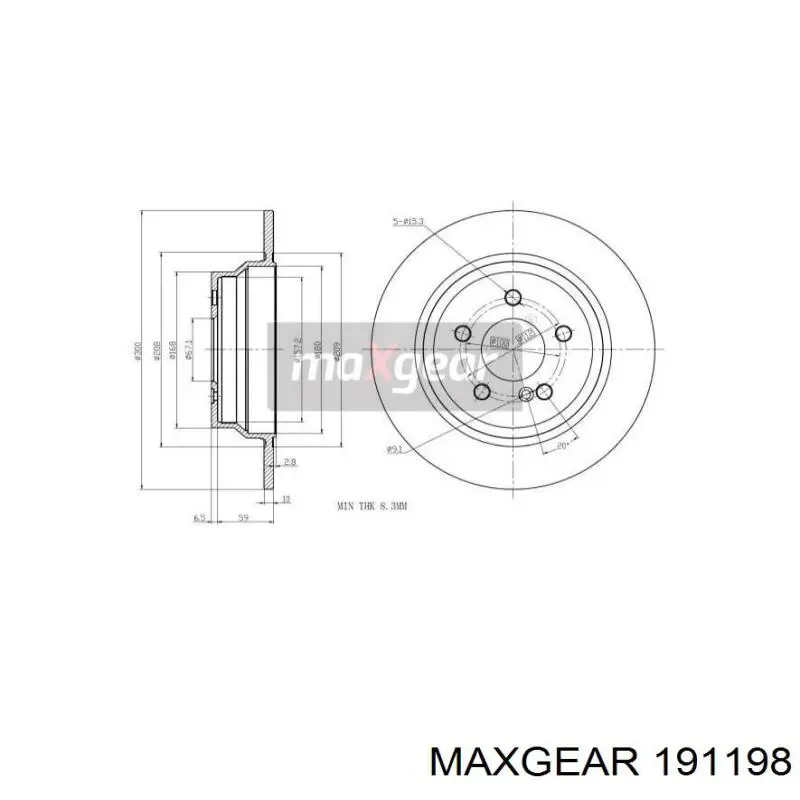 Диск тормозной задний MAXGEAR 191198
