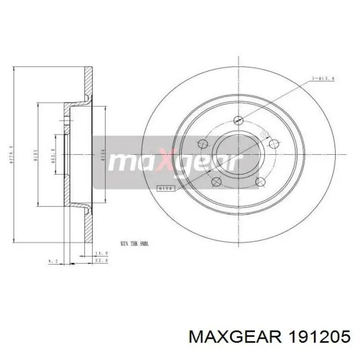 19-1205 Maxgear диск тормозной задний