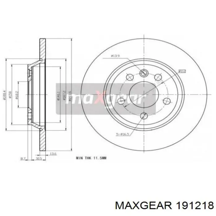 19-1218 Maxgear диск тормозной задний