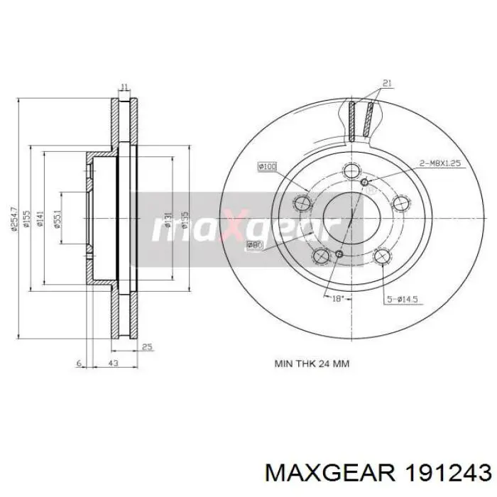 Передние тормозные диски 191243 Maxgear