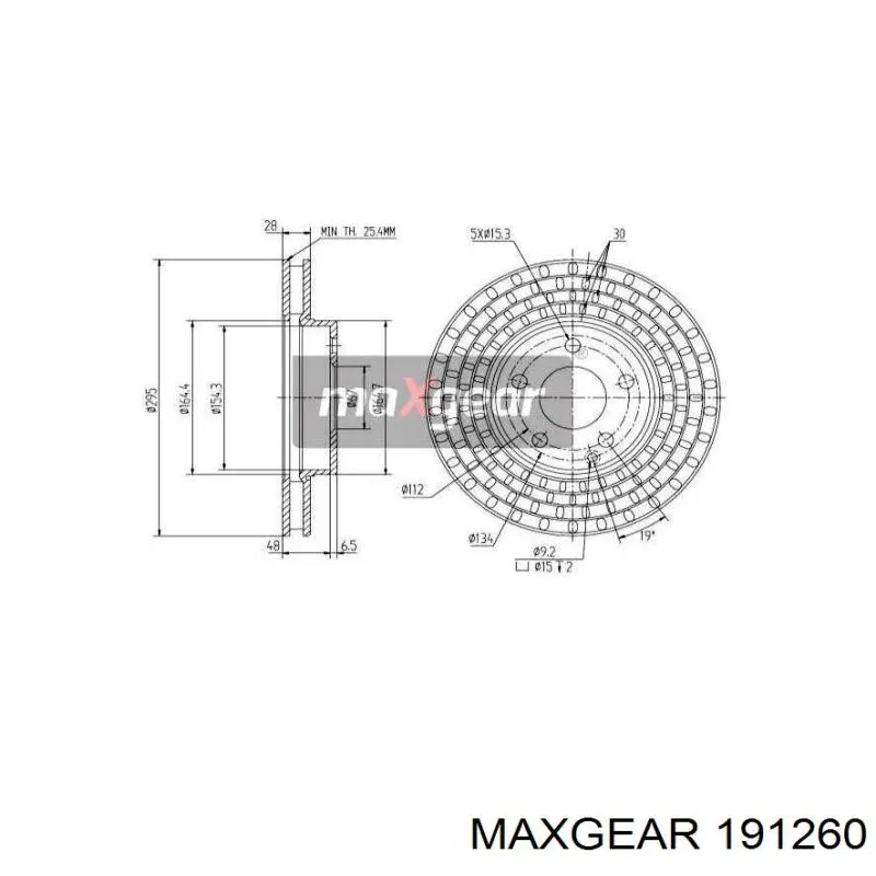 191260 Maxgear диск тормозной передний