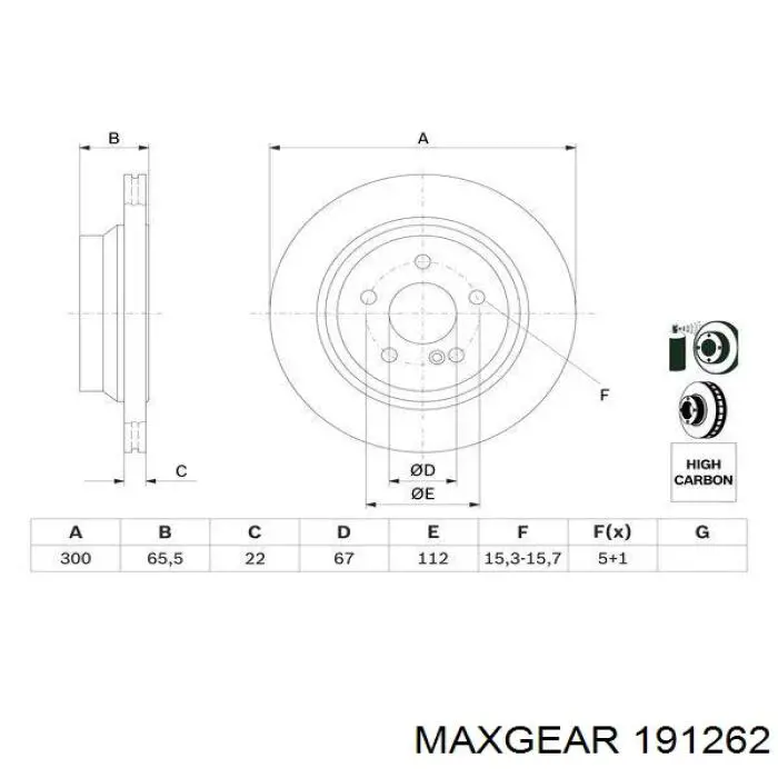 191262 Maxgear Дисковый тормоз