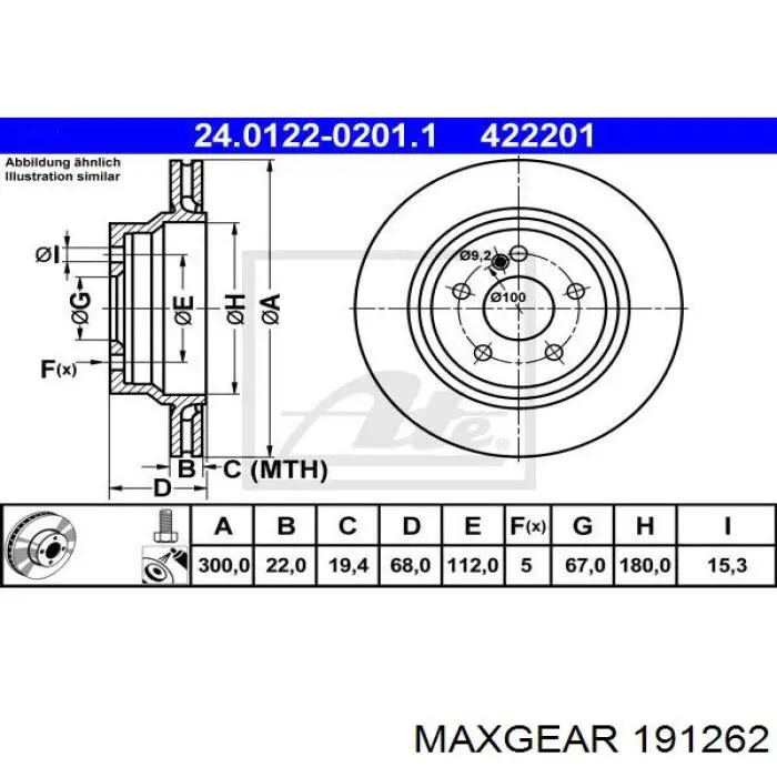 Тормозные диски 191262 Maxgear