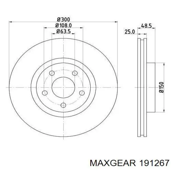Передние тормозные диски 191267 Maxgear