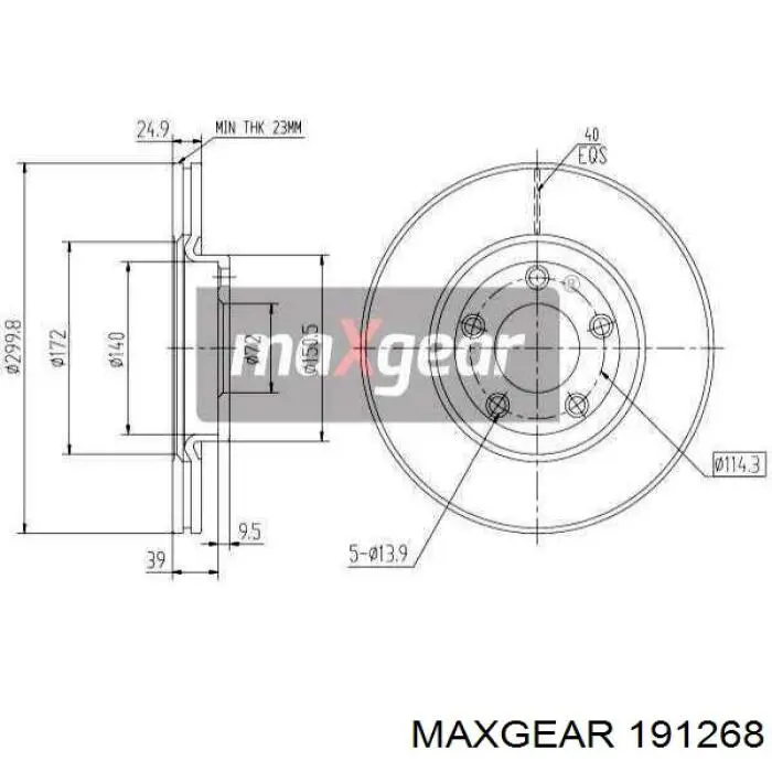 19-1268 Maxgear диск тормозной передний