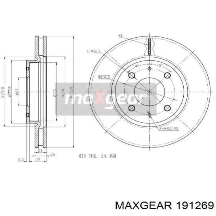 Передние тормозные диски 191269 Maxgear