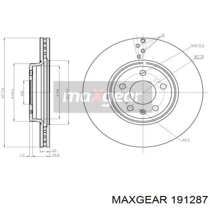 Передние тормозные диски 191287 Maxgear