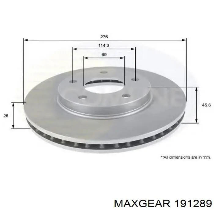 Передние тормозные диски 191289 Maxgear