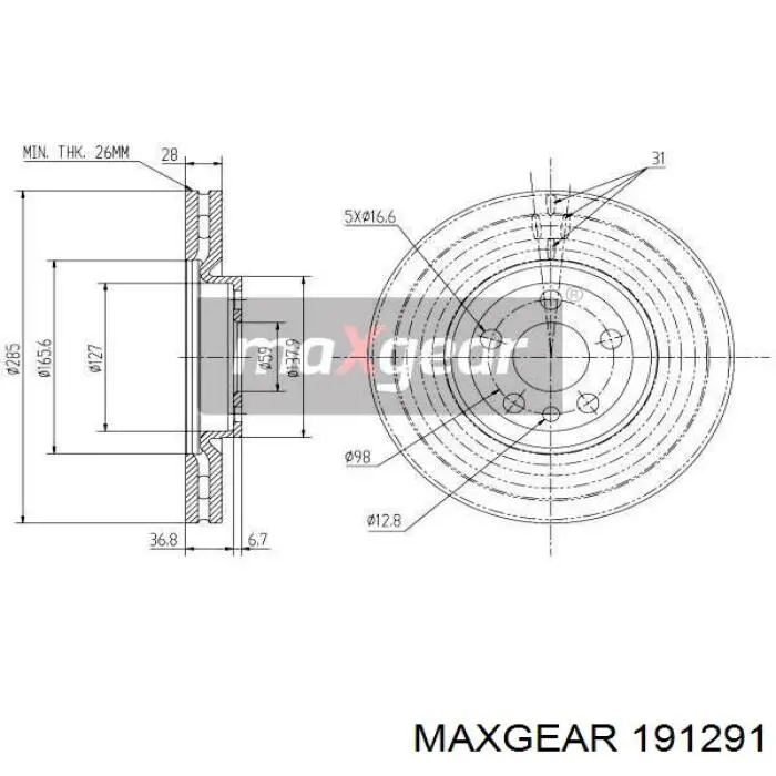 Купить 191291 Maxgear Ротор тормозной