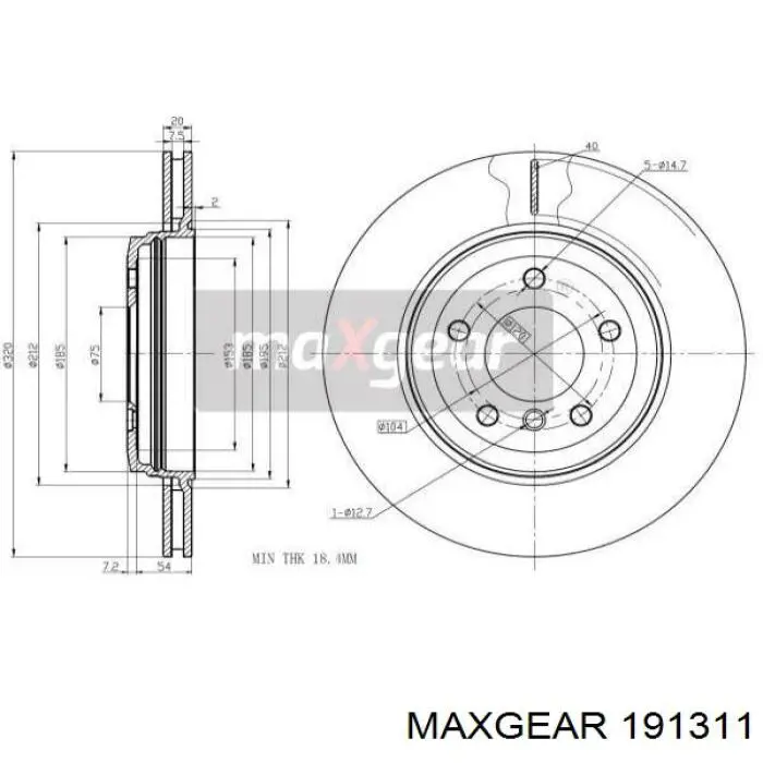 191311 Maxgear диск тормозной задний