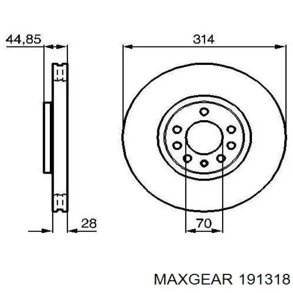 Тормоз дисковый передний Maxgear 191318 цена, от 53.02 USD