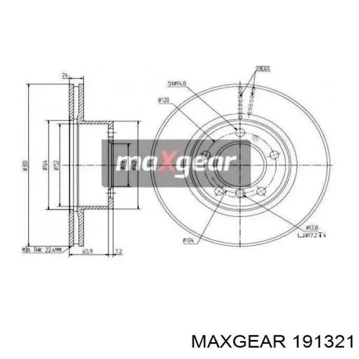 191321 Maxgear диск тормозной передний