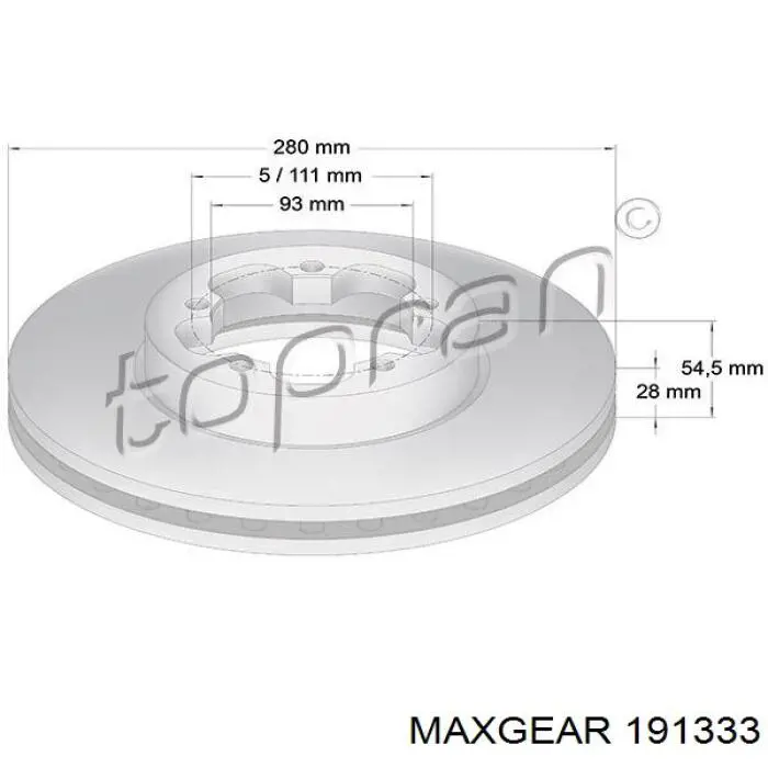 Передние тормозные диски 191333 Maxgear