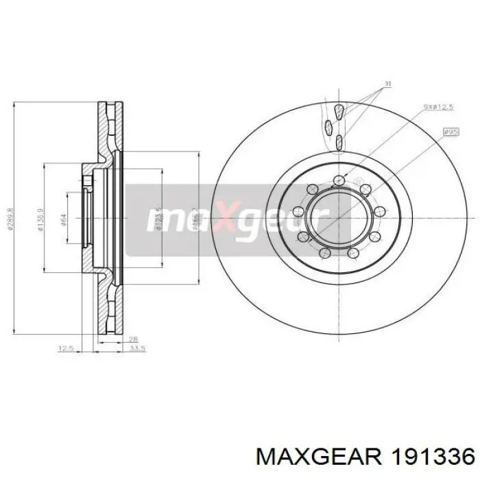 Передние тормозные диски 191336 Maxgear