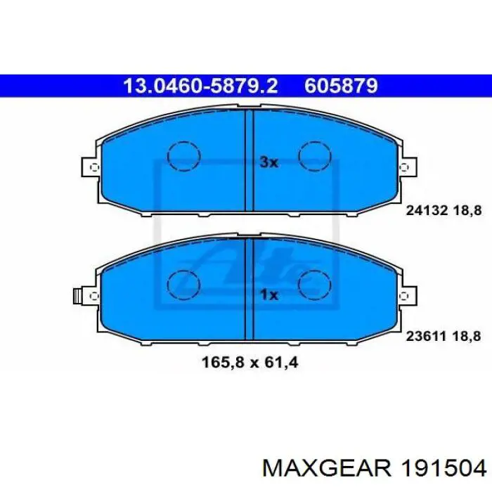 Передние тормозные колодки 191504 Maxgear