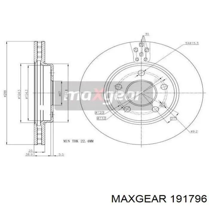 19-1796 Maxgear диск тормозной передний