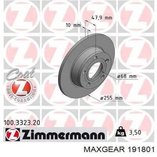 Купить 191801 Maxgear Диск тормозной задний