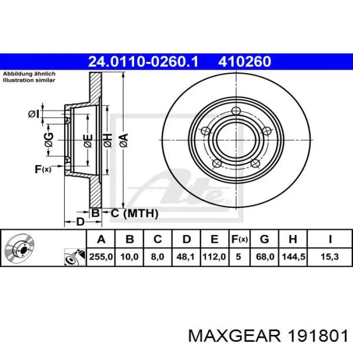 Тормозные диски 191801 Maxgear