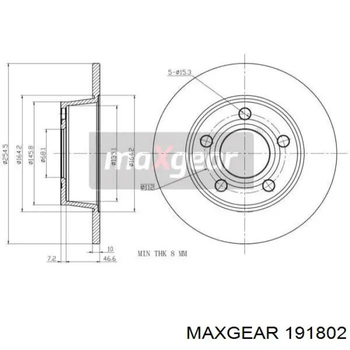 191802 Maxgear диск тормозной задний