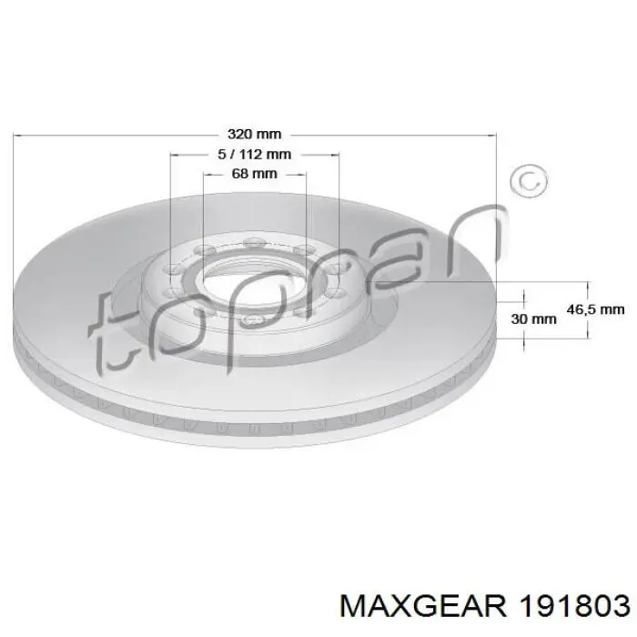 Передние тормозные диски 191803 Maxgear