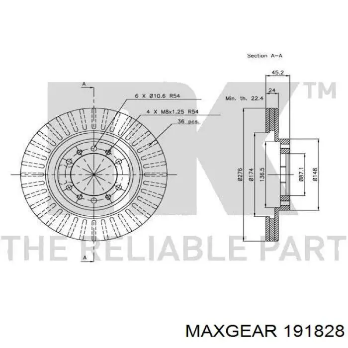 Купить 191828 Maxgear Ротор тормозной