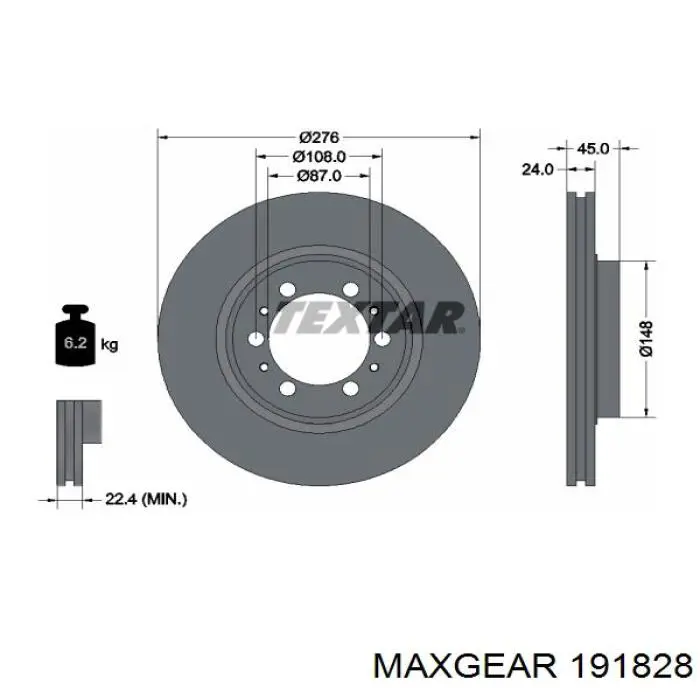 Купить 191828 Maxgear Ротор тормозной