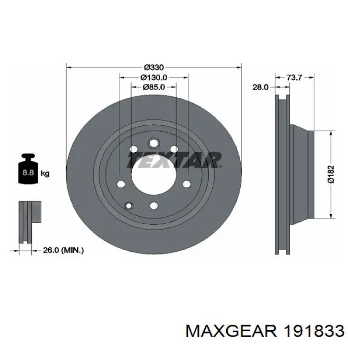 Купить 191833 Maxgear Диск тормозной задний