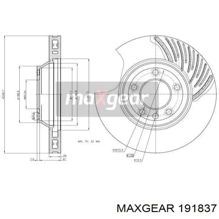 Передние тормозные диски 191837 Maxgear