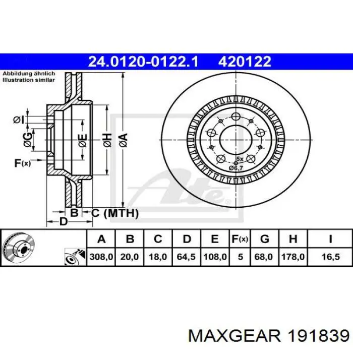 Задний тормозной диск Maxgear 191839 цена, от 52.78 USD