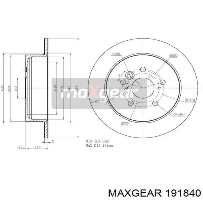 Тормозные диски 191840 Maxgear